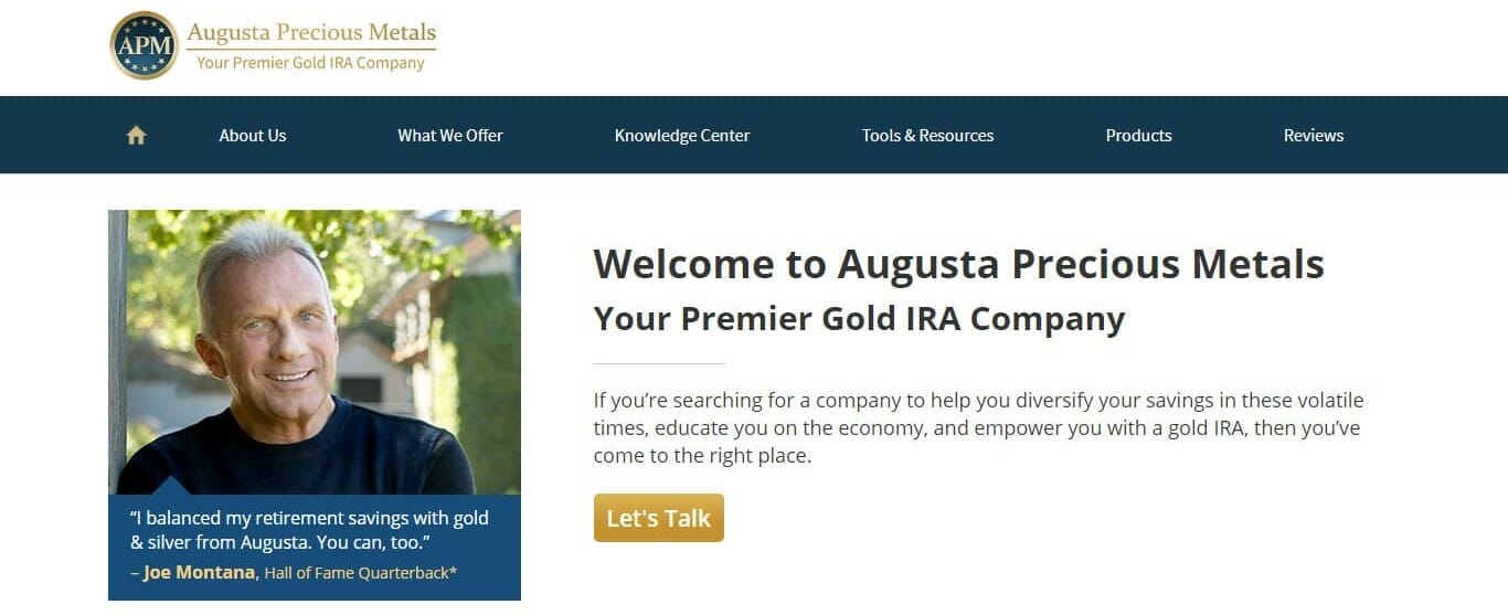 augusta precious metals front cover with joe montana